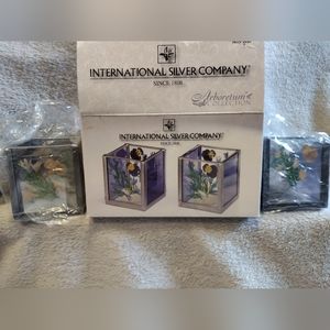 Cottagecore Pansy flower votive holders by International Silver Company